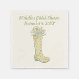 Yellow and Aqua Blue Floral Rain Boot Dusche Serviette