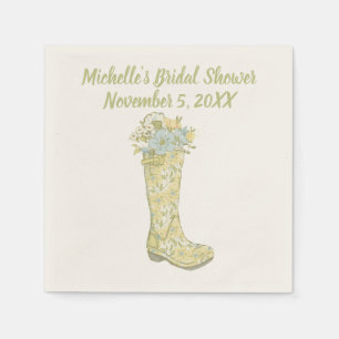 Yellow and Aqua Blue Floral Rain Boot Dusche Serviette