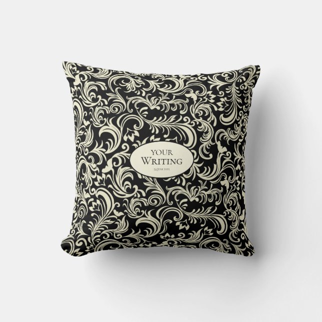 Yellow and Black Damask Personalized Kissen (Vorderseite)