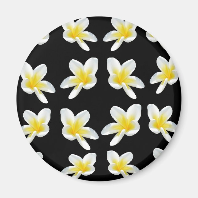 Yellow And Black Frangipani Pattern, Magnet (Vorne)