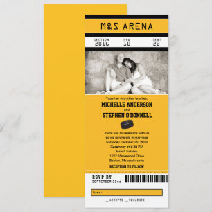 Yellow and Black Hockey Sport Ticket Hochzeit Einladung