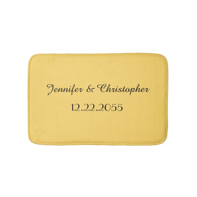 Yellow and Black Personalized Names Plush Badematte (Vorderseite)