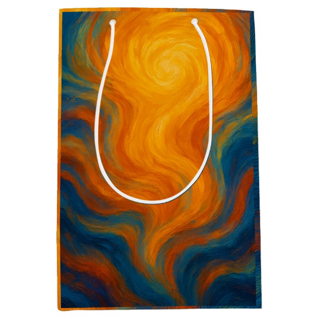 yellow and blue swirl sun energy abstract mittlere geschenktüte (Vorderseite)