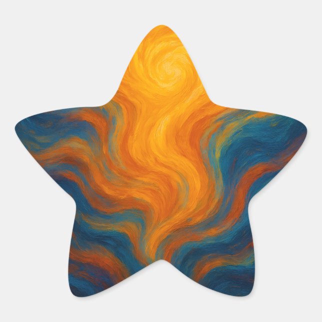 yellow and blue swirl sun energy abstract  Stern-Aufkleber (Vorderseite)