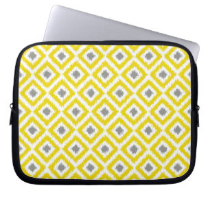 Yellow and Gray Diamond Ikat Muster Laptopschutzhülle