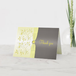 Yellow and Gray floral Danke Karte
