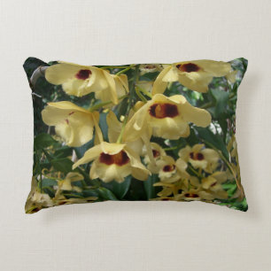 Yellow and Maroon Orchids Elegante Zierkissen
