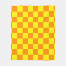 Yellow and Orange Checkered Square Pattern Throw P Fleecedecke