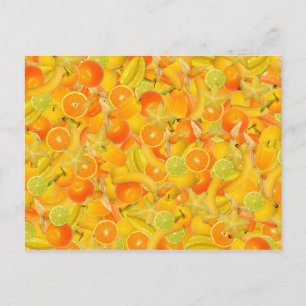 Yellow and orange fruit and vegetables postkarte
