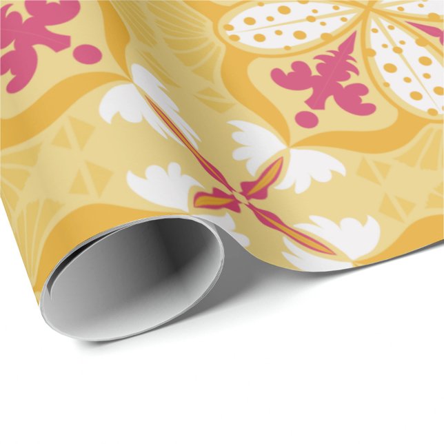 Yellow and pink floral-patterned geschenkpapier (Von Creator hochgeladen)