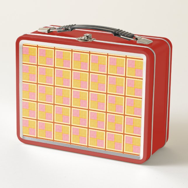 Yellow and pink  metall brotdose (Vorderseite)