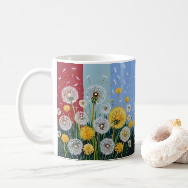 Yellow and White Dandelions  Kaffeetasse (Mit Donut)