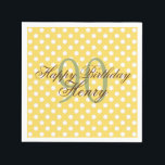 Yellow and White Fun Polka Dot 90th Birthday Paper Serviette<br><div class="desc">Machen Sie Ihre Feiern mit diesen individuellen Papierservietten besonders.</div>