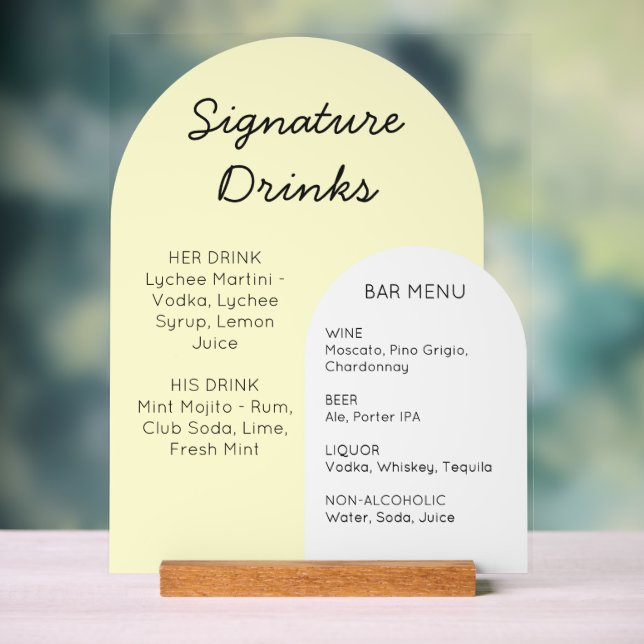 Yellow Arch Wedding Bar Sign Custom Display (Neutre)