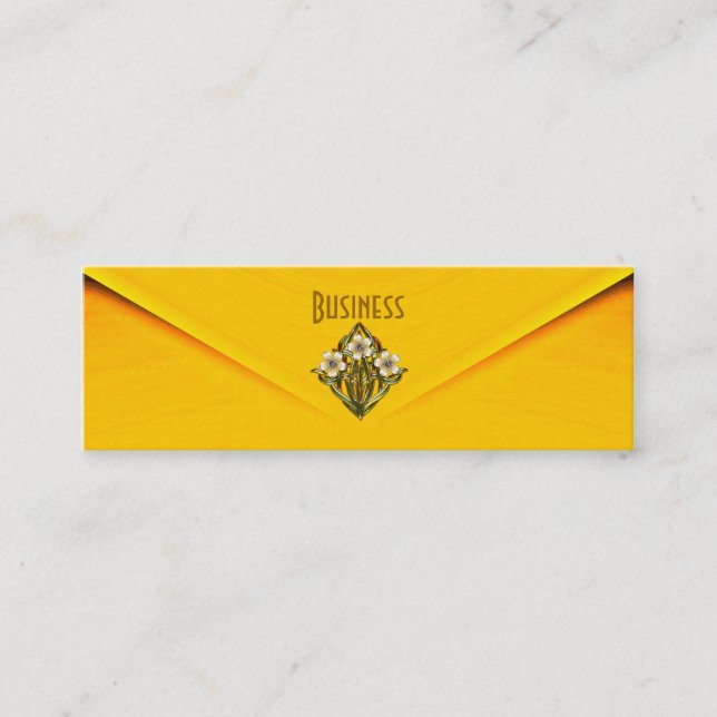 Yellow Art Deco Gold Jewel Skinny Mini Visitenkarte (Vorderseite)