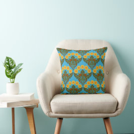 Yellow Art Nouveau Dandelions Throw Kissen