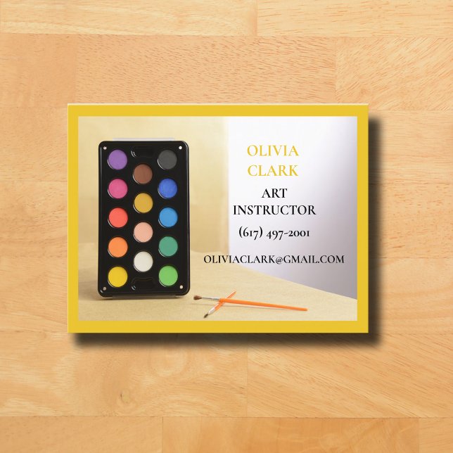 Yellow Art Teacher Tutor - Art-Klasse Visitenkarte (Art Teacher Business Card Yellow )