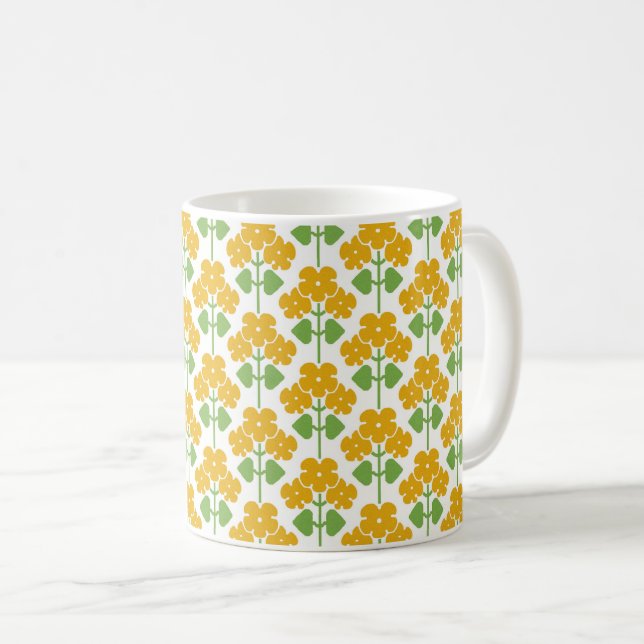 Yellow Arts & Crafts Primroses Kaffeemaschine Tass Kaffeetasse (VorderseiteRechts)