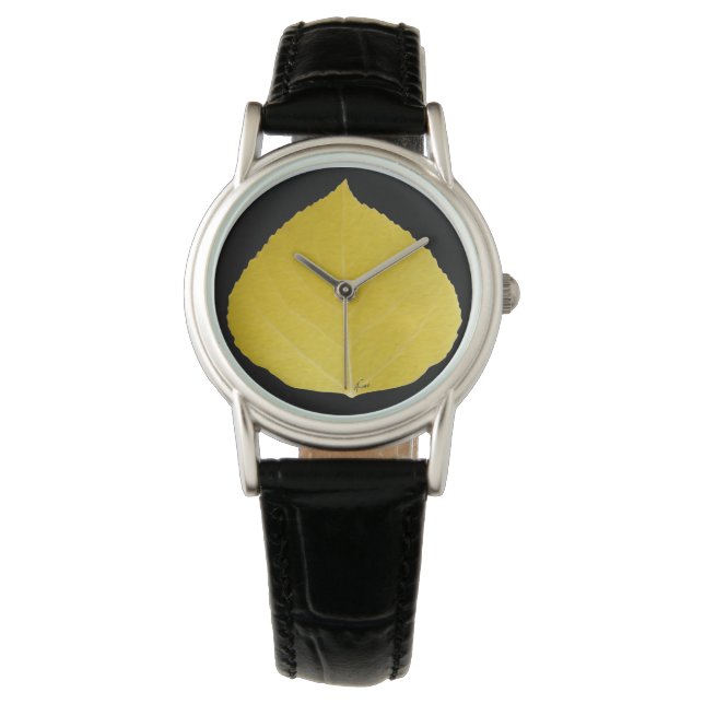 Yellow Aspen Leaf #5 Armbanduhr (Vorderseite)