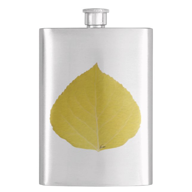 Yellow Aspen Leaf #5 Flachmann (Vorderseite)