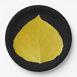 Yellow Aspen Leaf #5 Pappteller