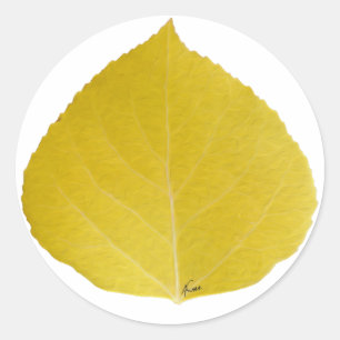 Yellow Aspen Leaf #5 Runder Aufkleber