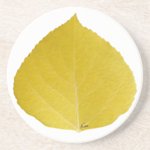 Yellow Aspen Leaf #5 Untersetzer