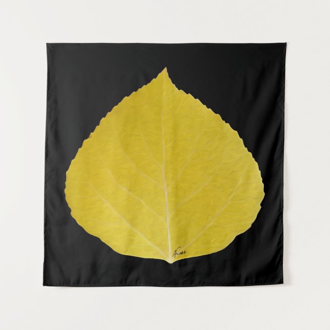 Yellow Aspen Leaf #5 Wandteppich (Vorderseite)
