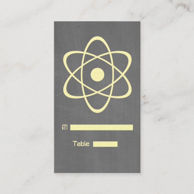 Yellow Atomic Chalkboard-Platzkarte Platzkarte (Vorderseite)