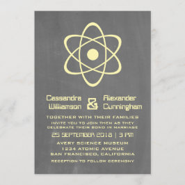 Yellow Atomic Chalkboard Wedding Invite Einladung
