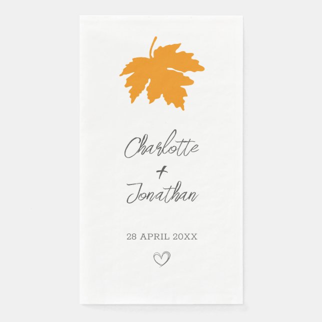 Yellow Autumn Maple Leaf Hochzeit Serviette (Vorderseite)