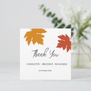 Yellow Autumn Maple Leaf Wedding Vielen Dank Dankeskarte