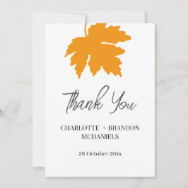 Yellow Autumn Maple Leaf Wedding Vielen Dank Dankeskarte