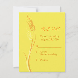 Yellow Autumn Wheat Wedding Response Card RSVP Karte