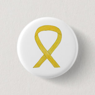 Yellow Awareness Ribbon Custom Art Buttone Button