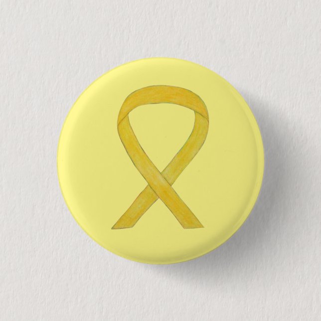 Yellow Awareness Ribbon Custom Art Buttone Button (Vorderseite)