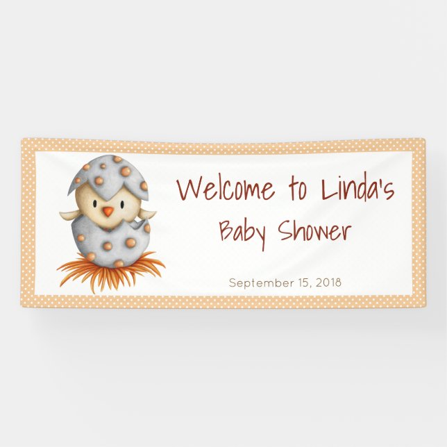 Yellow Baby Bird Neutral Baby Dusche Banner (Horizontal)