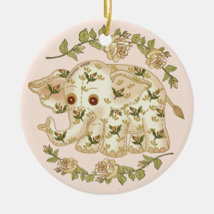 Yellow Baby Elephant Keramik Ornament