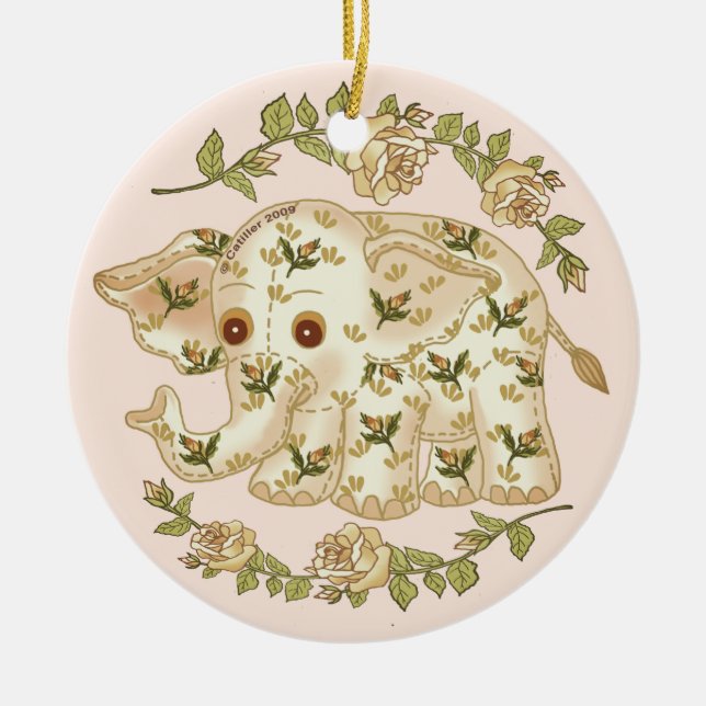 Yellow Baby Elephant Keramik Ornament (Vorne)