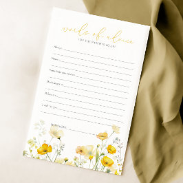 Yellow Baby in Bloom Wildblume Babyberatungskarte