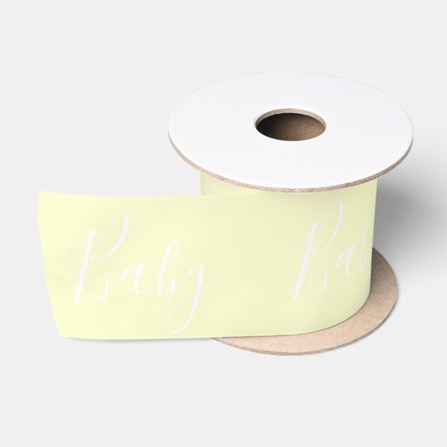 Yellow Baby Script Elegant Baby Shower Satinband (Spule)