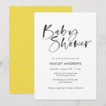 Yellow Baby Shower Einladung - handschriftlich