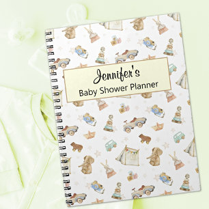 Yellow Baby Shower Planner Keepake Vintag Toys Notizblock