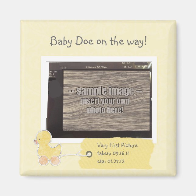 Yellow Baby Ultrasound Foto Custom Duck Magnet (Vorne)