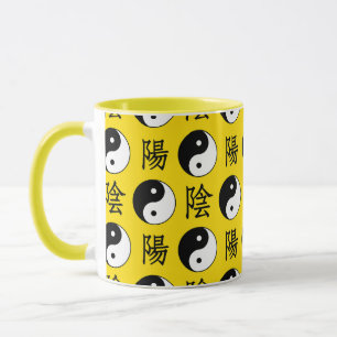 Yellow Background Chinesisches Yinyang-Muster Tasse