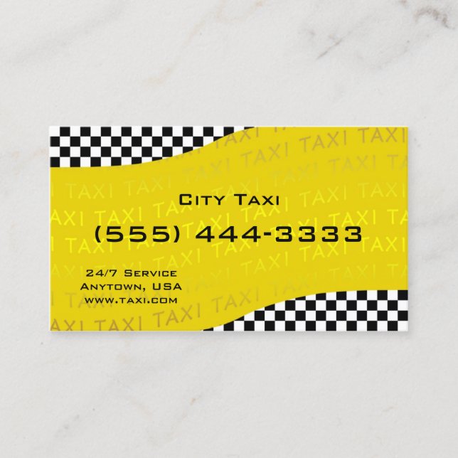 Yellow Background Taxi Service Business Card Visitenkarte (Vorderseite)