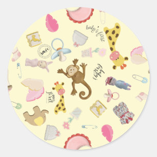 Yellow Background Toys 1" oder 3" Baby Runder Aufkleber