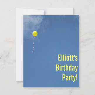 Yellow Balloon Blue Sky Geburtstagsparty Einladung