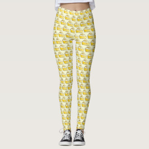 Yellow Banana Creme Pie Slice Feinschmecker Desser Leggings