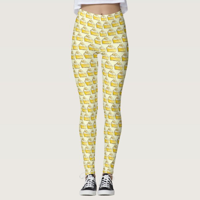 Yellow Banana Creme Pie Slice Feinschmecker Desser Leggings (Vorderseite)